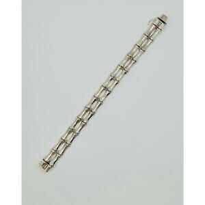 Vintage 925 Sterling Silver Double Bamboo Bracelet 8inches